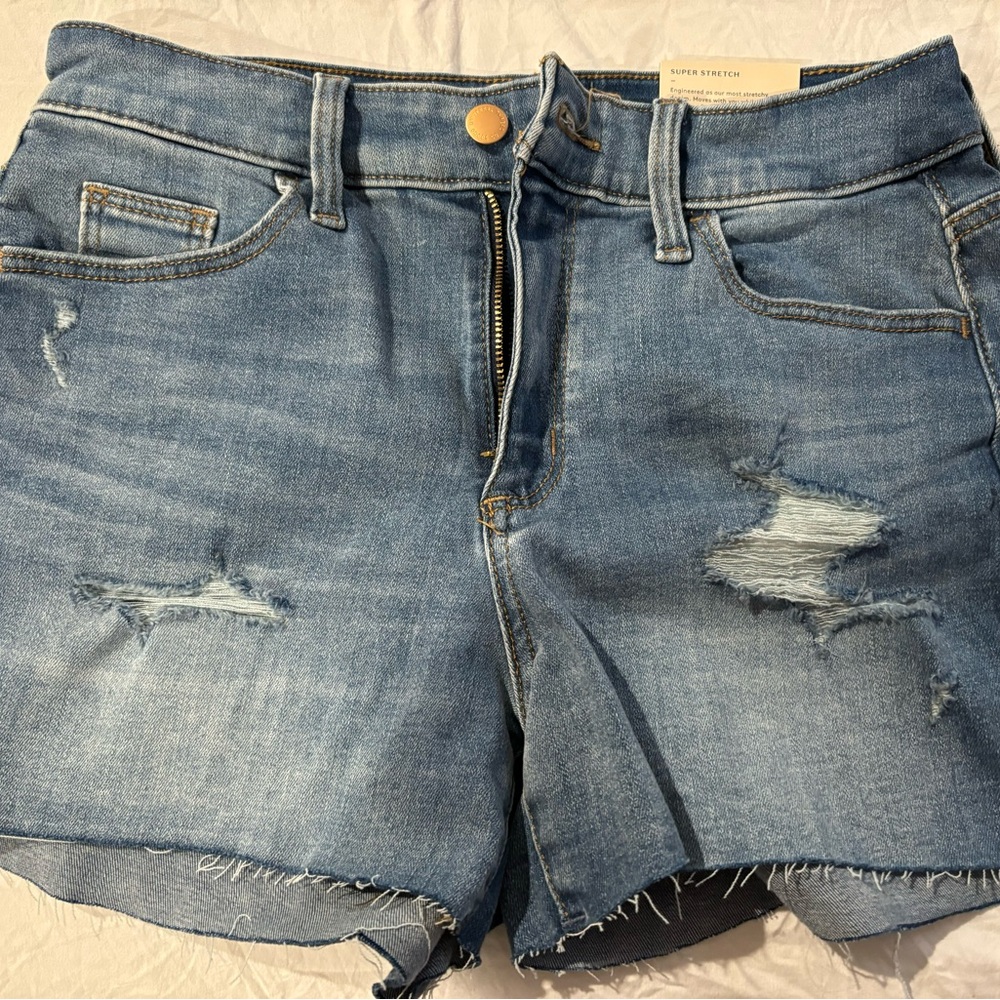 Universal Thread Blue Jean Shorts with Distressed Details and Raw Hem
